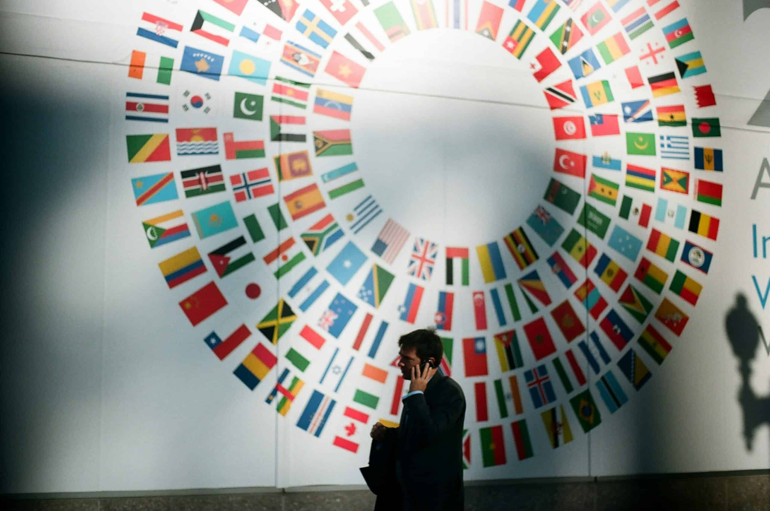 Image of the flags of the world at The World Bank, Washington, United States
