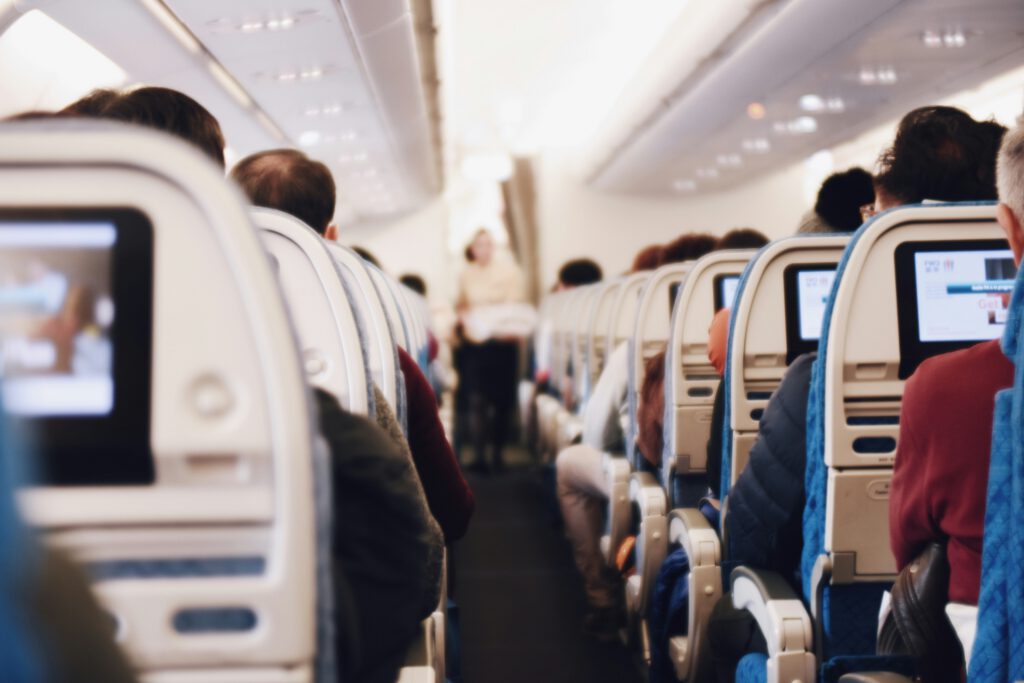 An image of the interior of an airliner