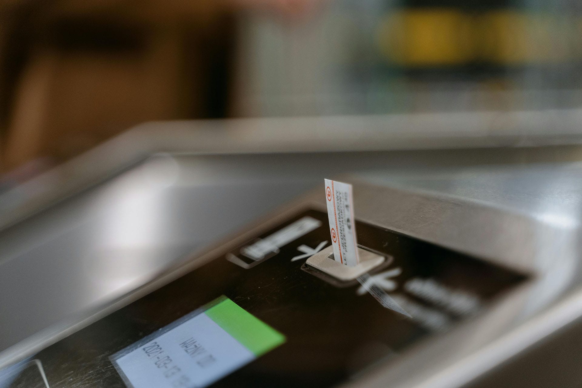 A validated ticket from a ticket machine